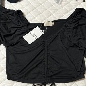 NWT Ninexis Black Ruched Crop Top